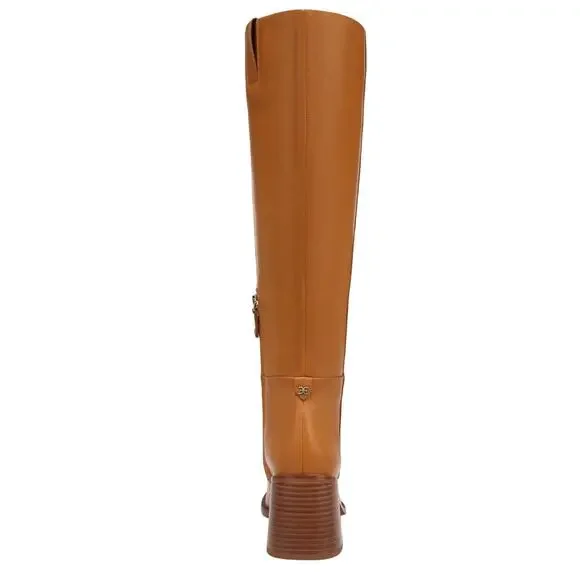 Sam Edelman Wade Knee High Tall Boot Sz 7.5 Brown Leather Block Heel Square Toe